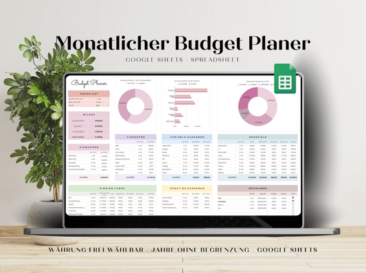 Monatlicher Budgetplaner – Deutsch, Google Sheets, Euro