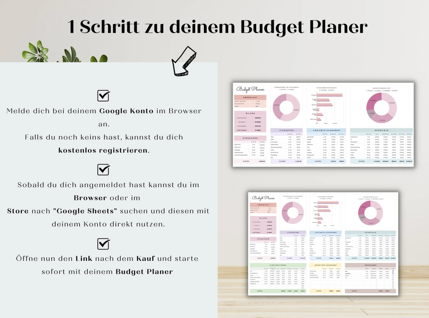 Monatlicher Budgetplaner – Deutsch, Google Sheets, Euro