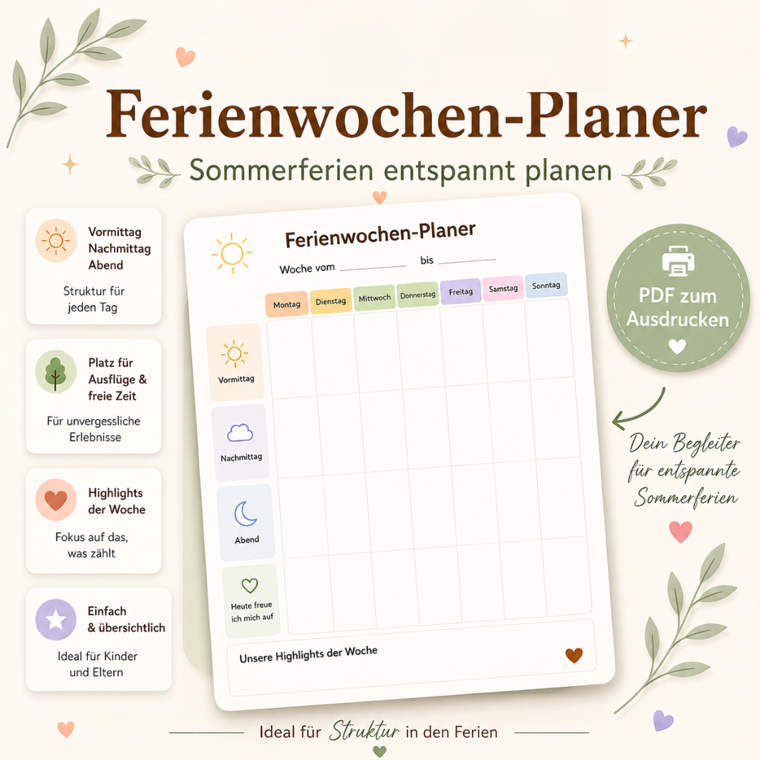 Sommerferien Planer für Kinder