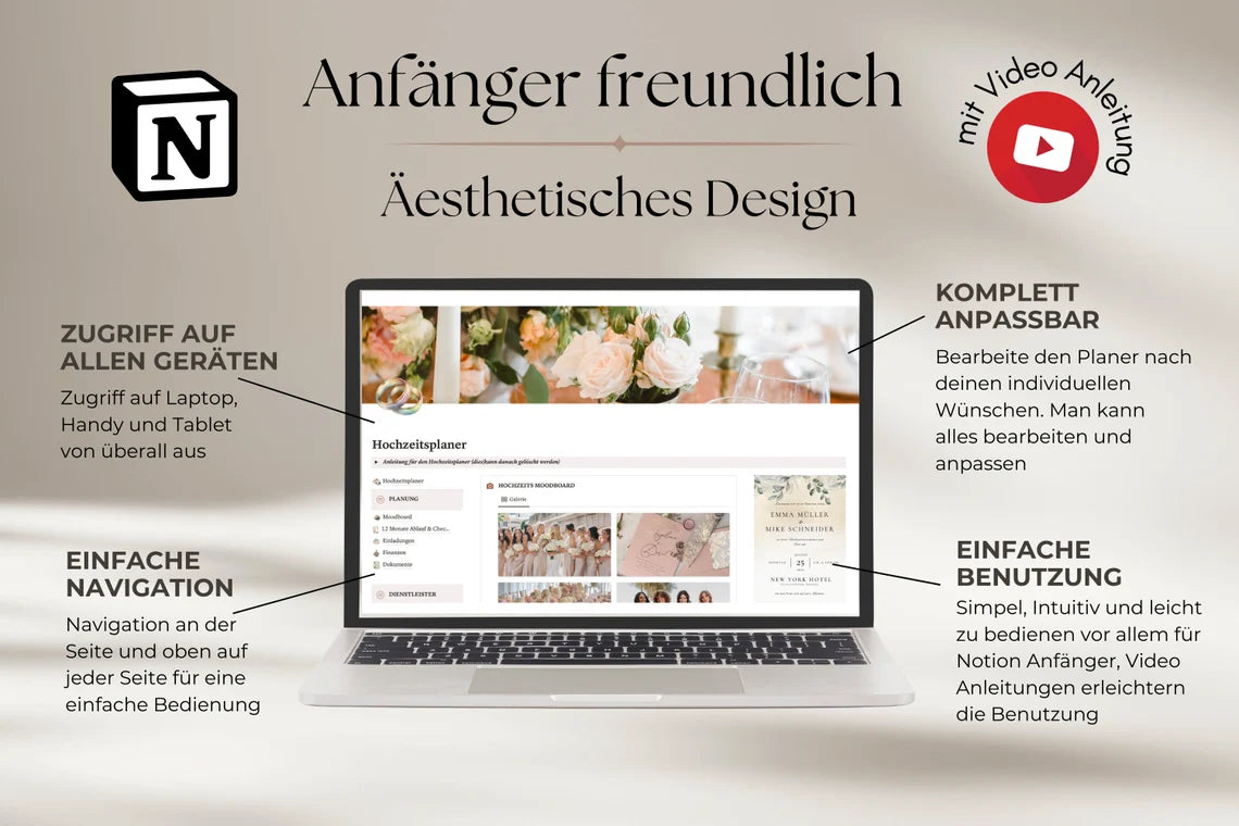 💍 Ultimativer Hochzeitsplaner – All-in-One Notion Template